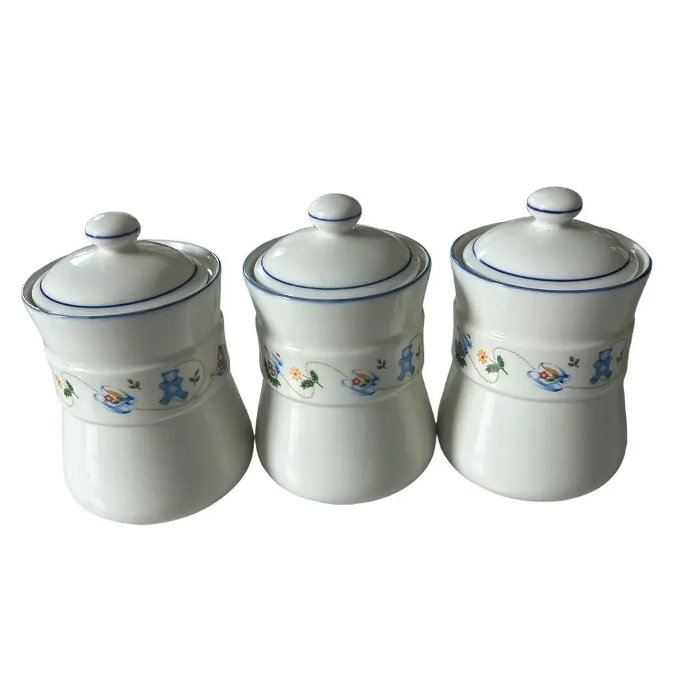 Love Space Lamanita Vintage‎ Set of 3 Spice Ceramic Jars Metal Tulip Rack